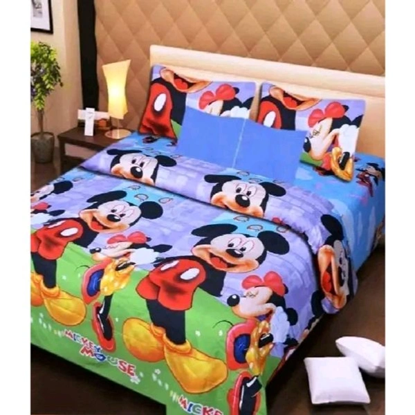 Dev Impex 144 TC 3D Printed Polycotton Double Bedsheet with 2 Matching Pillow Covers (Multicolour, 90 inches X 90 Inches) - Free Size