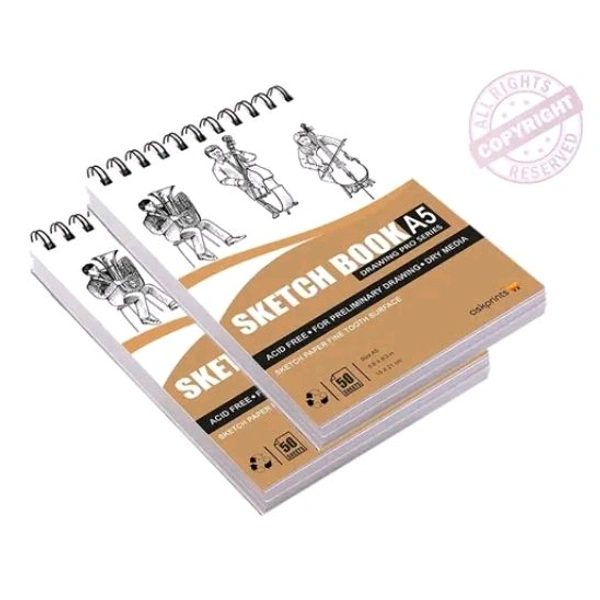 50 Sheet A5 Sketchbook Set of 2-5.8 x 8.3 Inch | Top Spiral-Bound Sketchpad for Artists | Sketching and Drawing Acid Free Paper, for Doodling