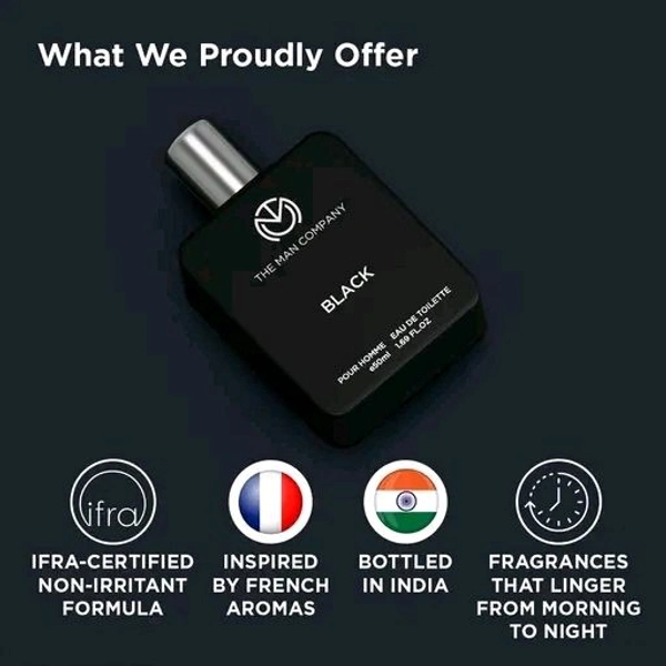 The Man Company Black EDT Perfume For Men - 50ml | Premium Long Lasting Fragrance Spray | Perfume For Men