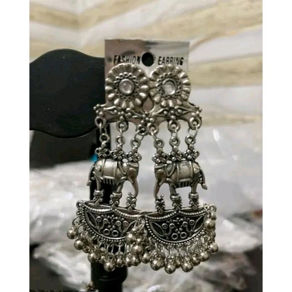 Combo of 3 Pair Latest Stylish Oxidised Silver Drop And Dangles Chandbali Jhumki Earrings Set For Women/Girls