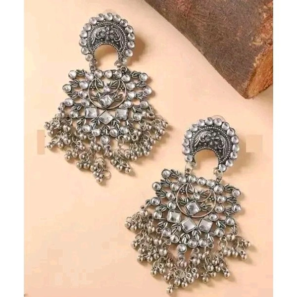 Combo of 3 Pair Latest Stylish Oxidised Silver Drop And Dangles Chandbali Jhumki Earrings Set For Women/Girls