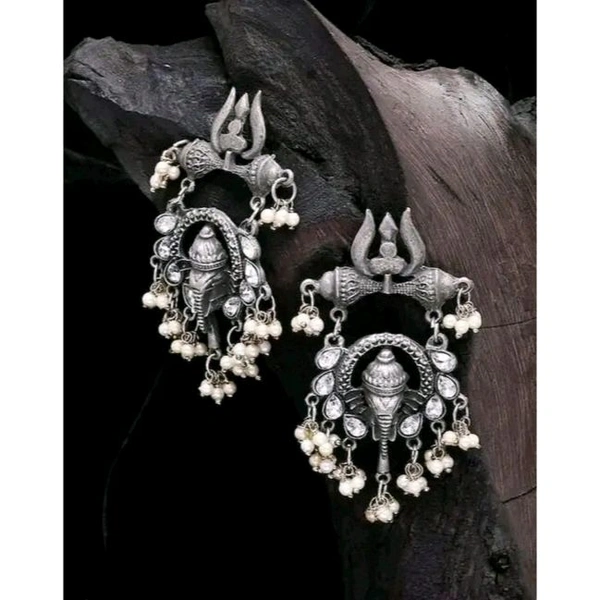 Combo of 3 Pair Latest Stylish Oxidised Silver Drop And Dangles Chandbali Jhumki Earrings Set For Women/Girls