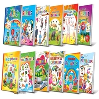 Picture Book Collections for Eary Learning ( kids books Set combo of 12 -Water Proof) -ABCD, Numbers Counting Tables, Colours & Shapes, Flowers, Fruits, Vegetables, Vehicles, Birds, Domestic animals, Wild Animals, Parts of the Body & Professions