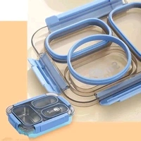 IQIX 3 Compartment Stainless Steel Bento Lunch Box with Leakproof Design (Blue & Yellow)