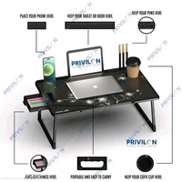 Foldable Wooden Mini Laptop Table for Bed, Study Table with Drawer, Tablet/Mobile Holder for Kids & Adults