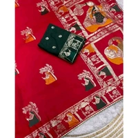 new trending saree cottan saree beautiful saree trending saree dola silk saree meena saree  - Red