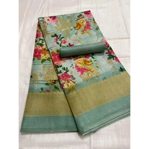 FLORAL PRINT KHADI BLEND SAREE