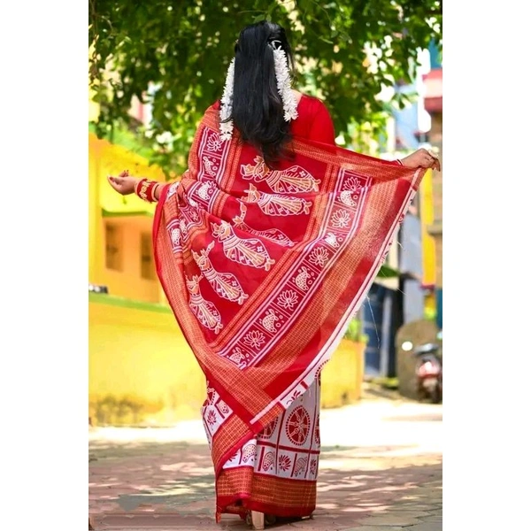 Trending Pure Cotton Sambapuri Pasapalli Saree Best Quilty - White