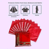 Set of 12 Saree Cover Set Transparent Non-Woven Storage Bags with Premium Zipper Closure (Pack of 12)