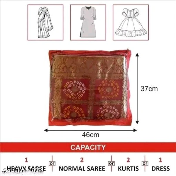 Set of 12 Saree Cover Set Transparent Non-Woven Storage Bags with Premium Zipper Closure (Pack of 12)
