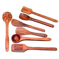 Wooden Cooking and Serving Spoon set for kitchen - Brown