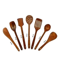 Wooden Cooking and Serving Spoon set for kitchen - Brown