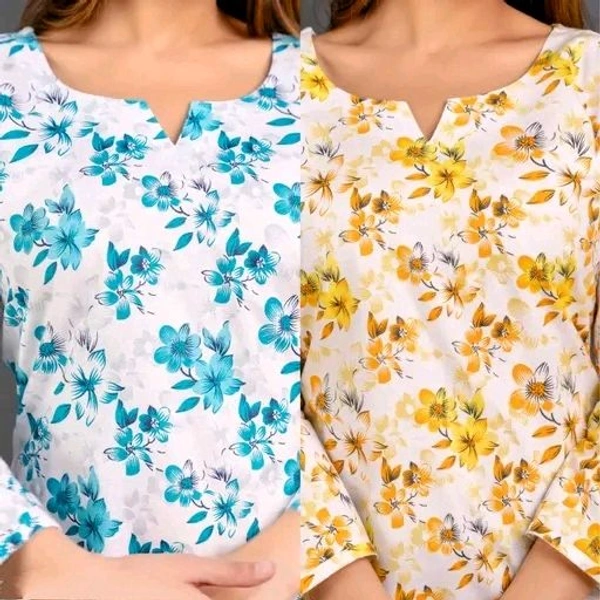 Short Printed Kurti For Women - White, XL