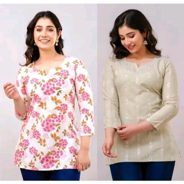 Short Kurti For Women - White, XXL