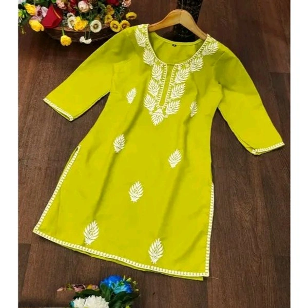 Cotton Aari Kurti Top  - Green, S