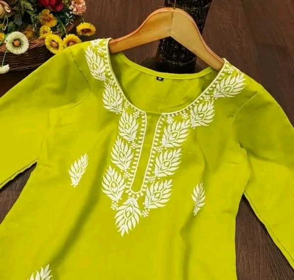 Cotton Aari Kurti Top  - Green, M