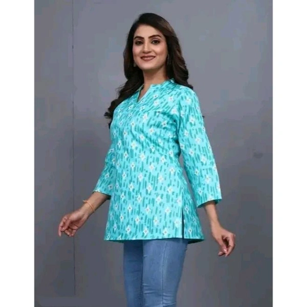 WOMENS SHORT STYLISH  KURTA   - Blue, L