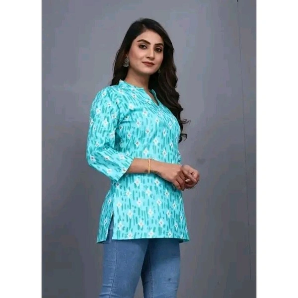 WOMENS SHORT STYLISH  KURTA   - Blue, XXL