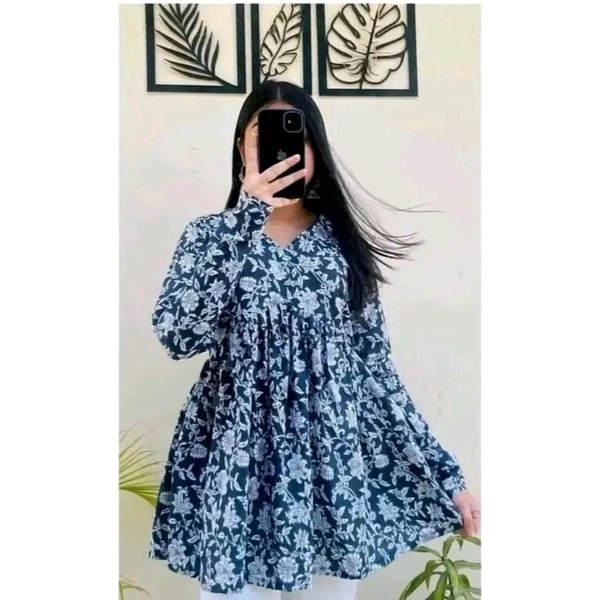 V-Neck Top New Stylish Indigo Blue - Blue, XXL