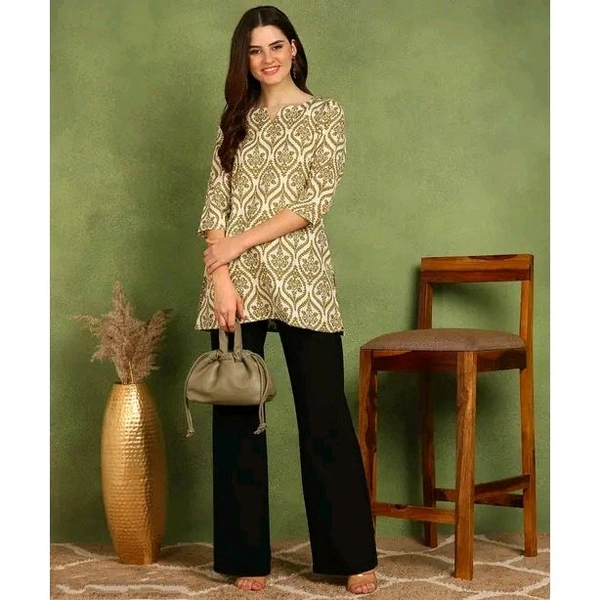 New Ethnic 4 You Straight Short Kurta for Girls and Women - Green, XXL