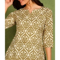 New Ethnic 4 You Straight Short Kurta for Girls and Women - Green, XXL