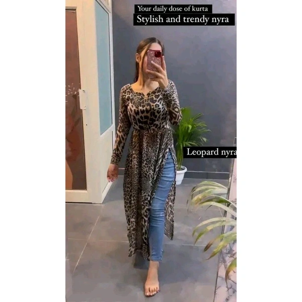 women kurtis Nayara cut leopard print kurti - Black, 5XL