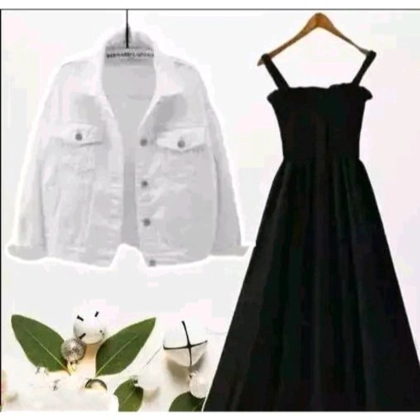 Urbane Glamorous Women Dresses with white Jacket - Black, S