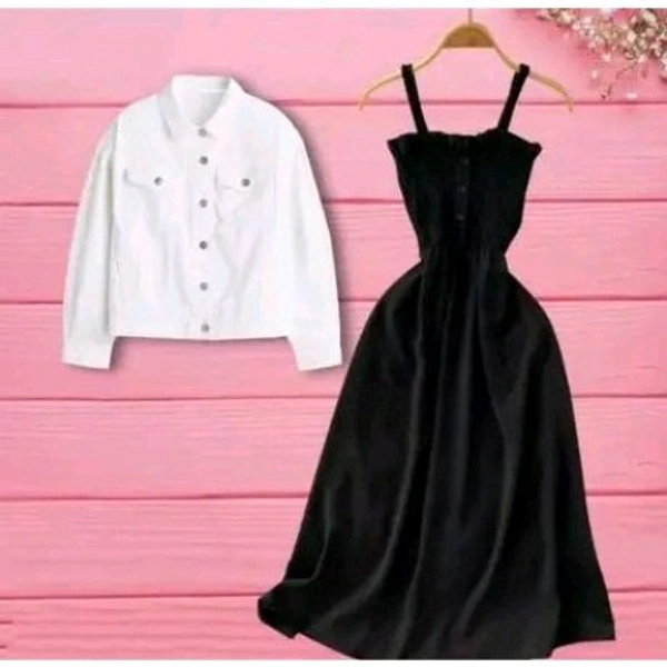 Urbane Glamorous Women Dresses with white Jacket - Black, M