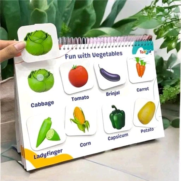 Todfod Chhote Natkhat, All in One Early Learning Board Book For Kids to Learn Vehical, Shapes, Colors, Fruits, Numbers, Body Parts Fruits, Vegetable, Animal Preschool Velcro Binder Book For Kids(13 Pages)