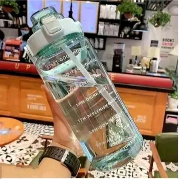 Water Bottle - 2000ml Motivational Time Marker, LeakproofDurable BPA-Free Non-Toxic Sipper Water Bottle for Office, Gym & School (2000ml, Pack of 1, Multicolor)