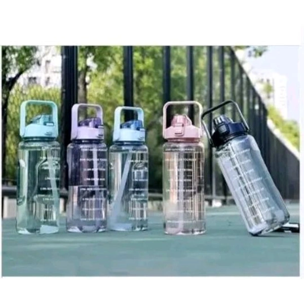 Water Bottle - 2000ml Motivational Time Marker, LeakproofDurable BPA-Free Non-Toxic Sipper Water Bottle for Office, Gym & School (2000ml, Pack of 1, Multicolor)