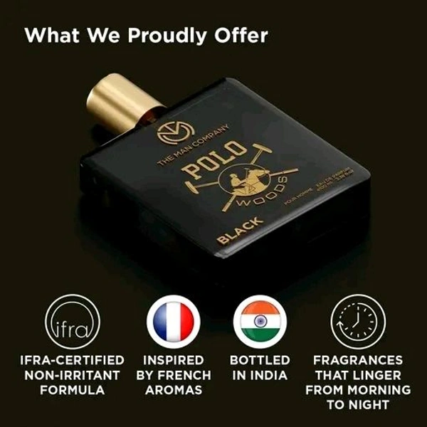 The Man Company Black Perfume - POLO Series | Premium Long-Lasting Deo Perfume Body Spray | EDP for Him