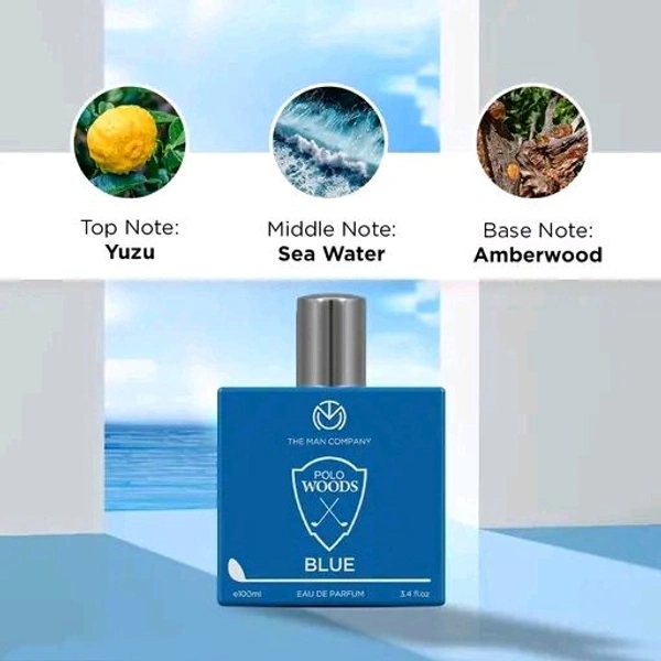 The Man Company EDP for men 100ml – Polo Blue | Premium Perfume | Long-lasting Fragrance | Perfect For Men | Citrusy, Marine and Musky | Made With Essential Oils