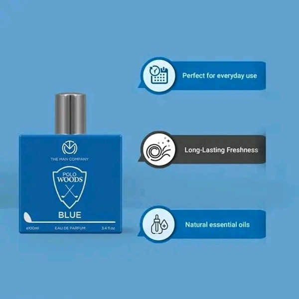 The Man Company EDP for men 100ml – Polo Blue | Premium Perfume | Long-lasting Fragrance | Perfect For Men | Citrusy, Marine and Musky | Made With Essential Oils