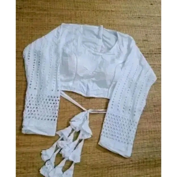 Round Neck Women Blouse - White, 34