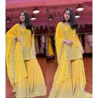 EXCLUSIVE WOMENS GARARA SUITS New Fancy Garara Georgette 9mm Heavy sequence Work Wear Suit Like Party Wear Garara suit 