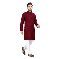 Traditional Embroidery Chikankari Work Lakhnavi Kurta Set For Mens | Festive kurta Set with Pyjama