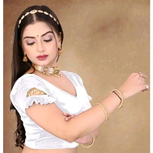 Fancy Wedding Wear Blouse, Readymade Stylist Lace on Sleeve, Blouse For Women, Designer New Blouse For Women, Party Wear Blouse, - White