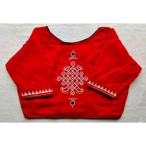 Pure Cotton Embroidery Design Shantiniketan style Woman Blouse - Red, 38