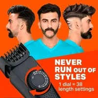 Power Styler Trimmer Men, 2X Fast Charging, 2 Yr Warranty, 80Min runtime, Hair Trimmer, Shaving Machine, Cordless Beard, 38 length Settings, Flash USB Cable fast Charging (Black)