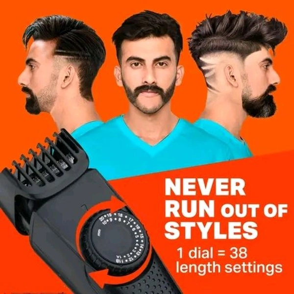 Power Styler Trimmer Men, 2X Fast Charging, 2 Yr Warranty, 80Min runtime, Hair Trimmer, Shaving Machine, Cordless Beard, 38 length Settings, Flash USB Cable fast Charging (Black)