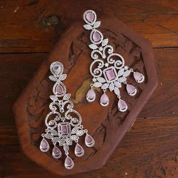 Rhodium-Plated AD Big Long jhumka Earrings For Girls and Women