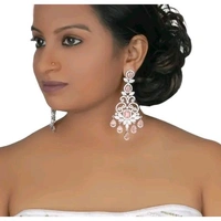 Rhodium-Plated AD Big Long jhumka Earrings For Girls and Women