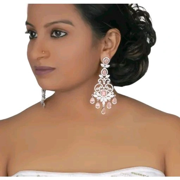 Rhodium-Plated AD Big Long jhumka Earrings For Girls and Women