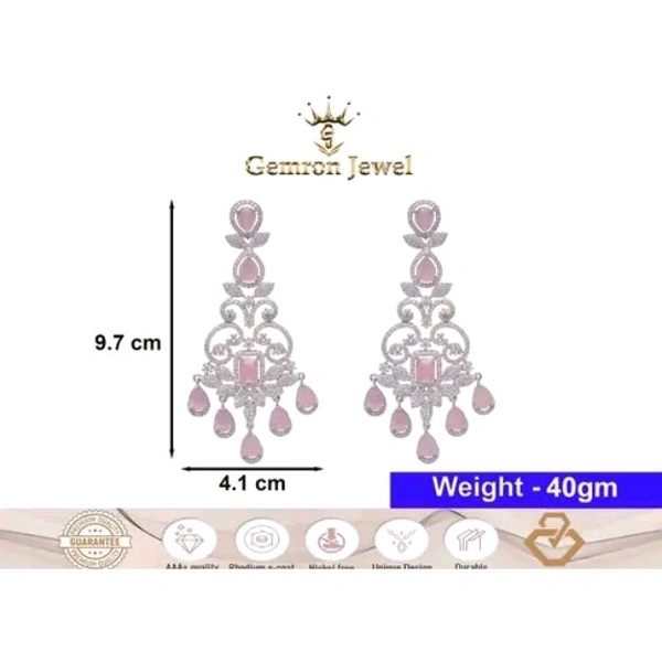 Rhodium-Plated AD Big Long jhumka Earrings For Girls and Women