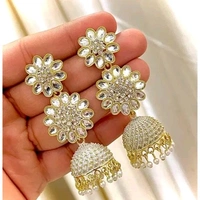 Fancy White Color Do Flower Earrings