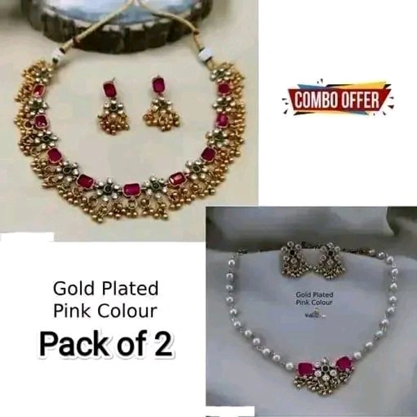 Combo jewellery(Gold Plated Green-Pink Diamond),choker,necklace,jewellery set,indian wedding jewellery set,Maangalyam/Murukku,south,indian,maharastrian,highquality set for women girls