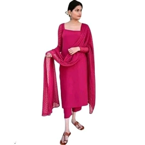 Women Self Design Kurti, Pant and Dupatta Set - S