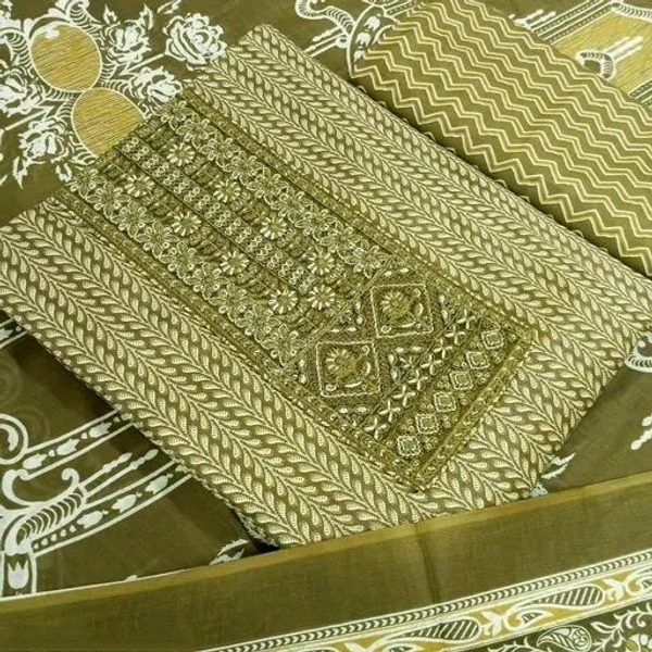 Cotton Embroidered Unstitched Dress Material