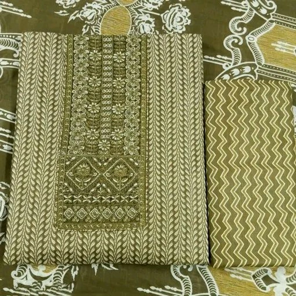 Cotton Embroidered Unstitched Dress Material